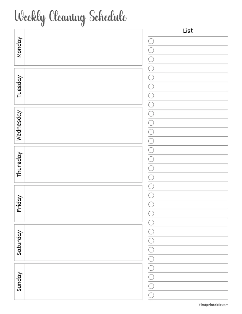 Cleaning Schedule Template 04