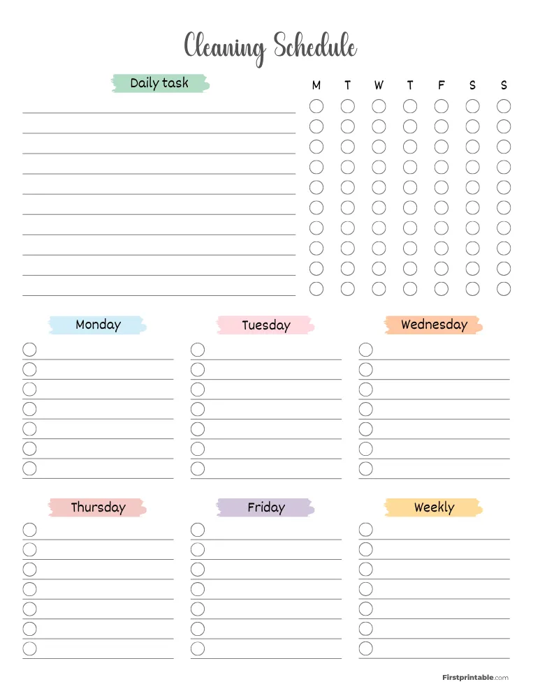 Cleaning Schedule Template 05