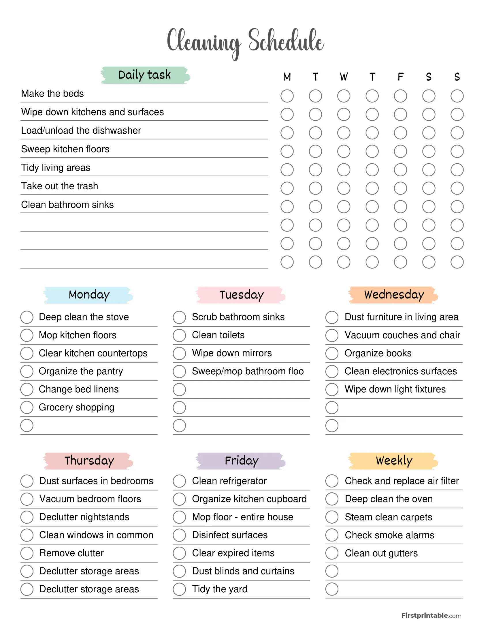 Cleaning Schedule Template 06