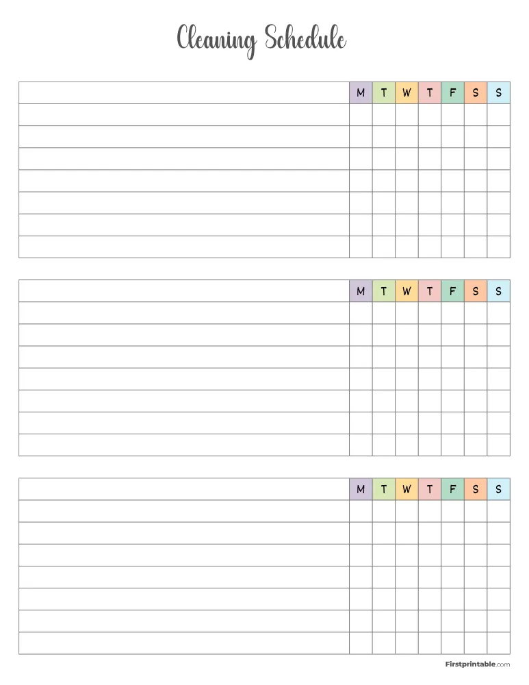 Cleaning Schedule Template 07