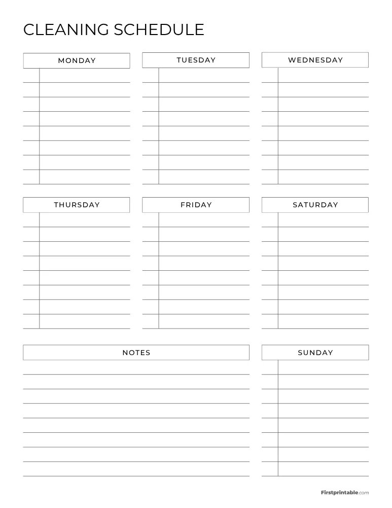 Cleaning Schedule Template 08
