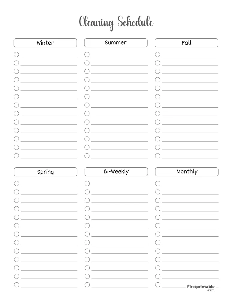 Cleaning Schedule Template 09
