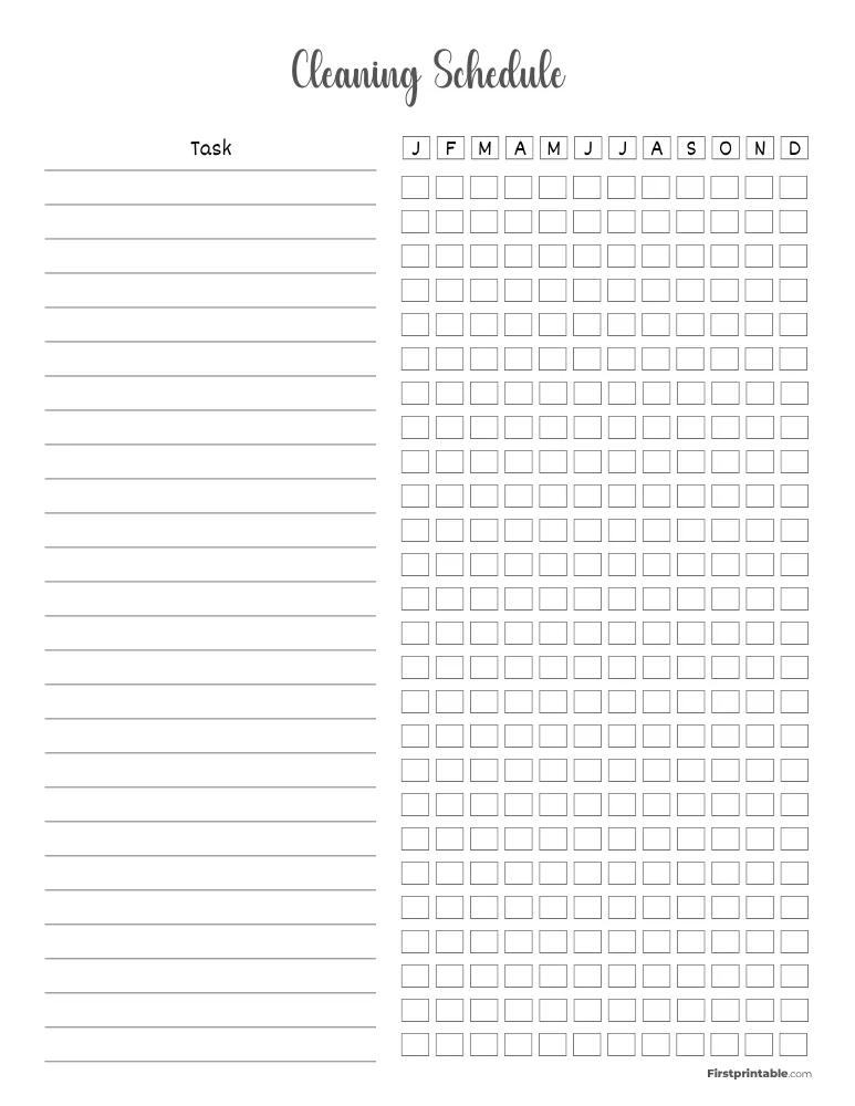 Cleaning Schedule Template 10