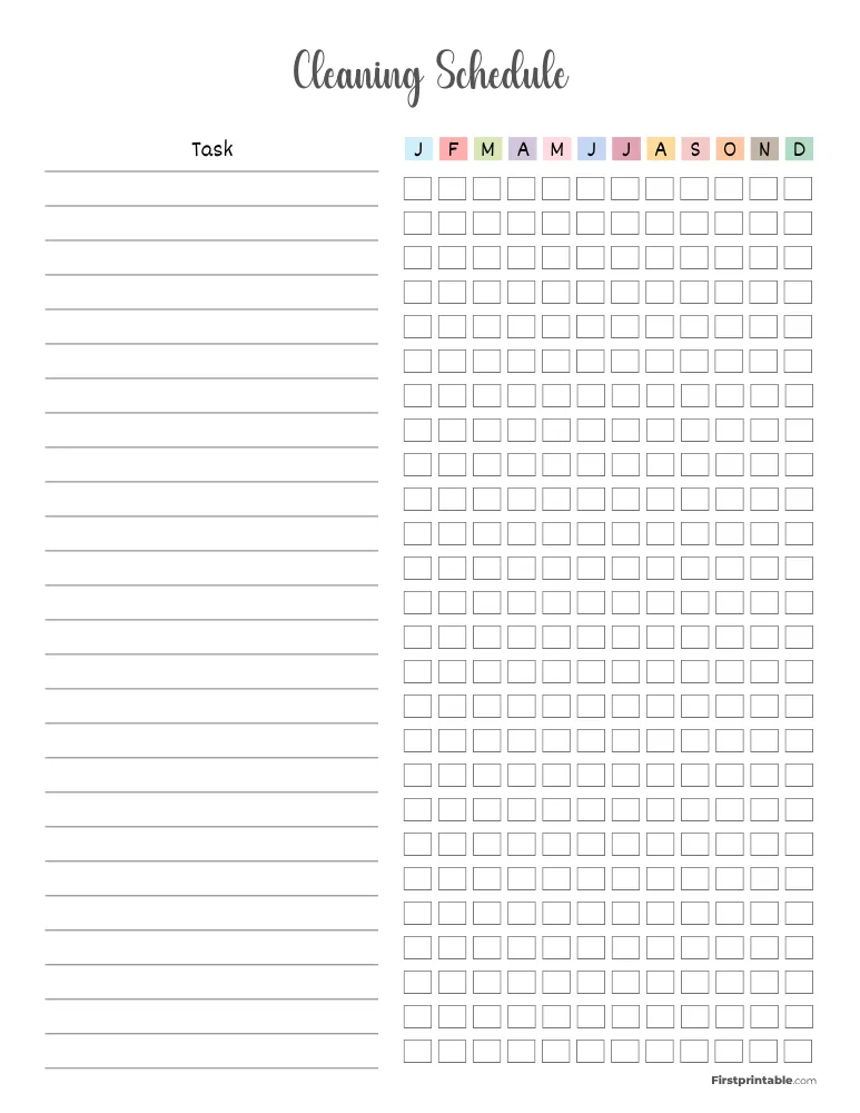 Cleaning Schedule Template 11