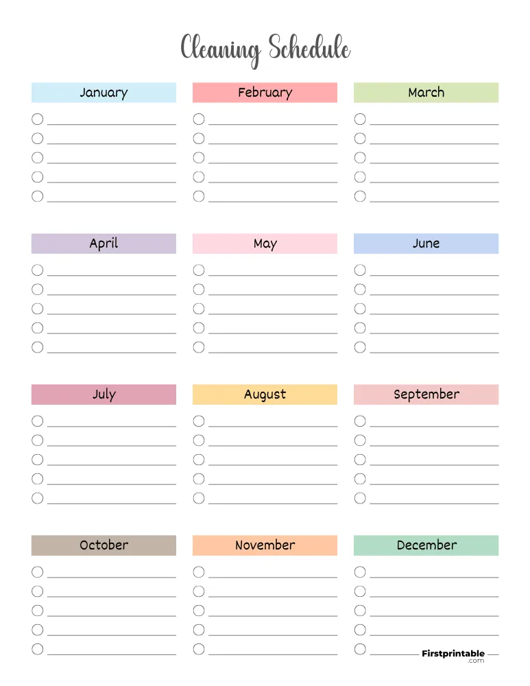 Cleaning Schedule Template 12