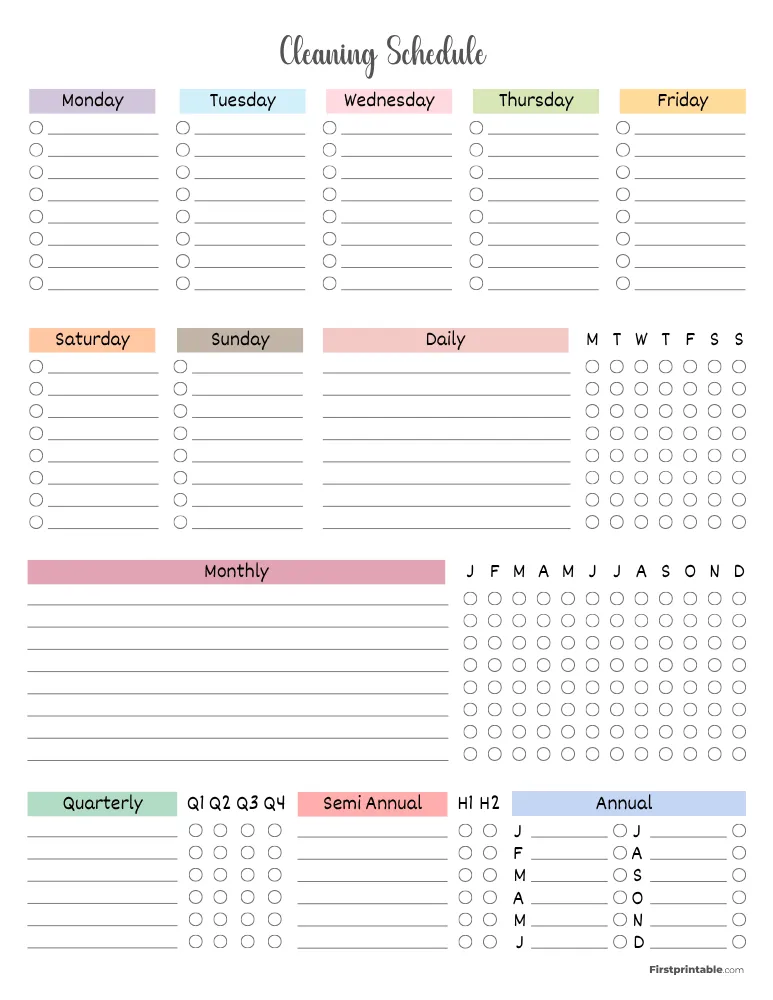 Cleaning Schedule Template 13
