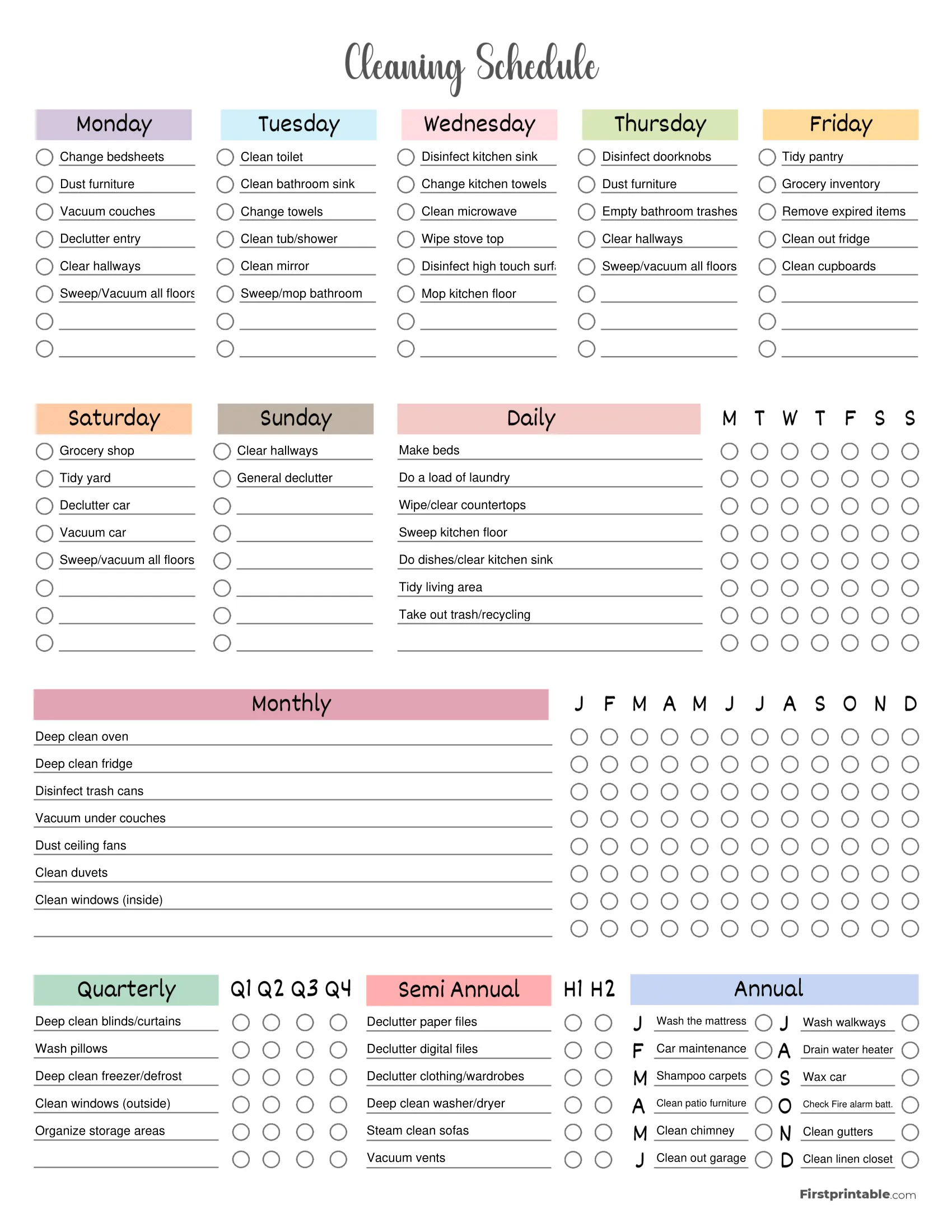 Cleaning Schedule Template 14