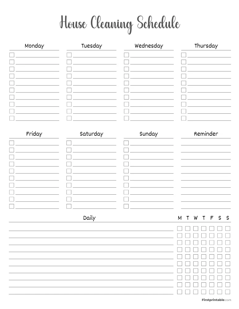 Cleaning Schedule Template 15