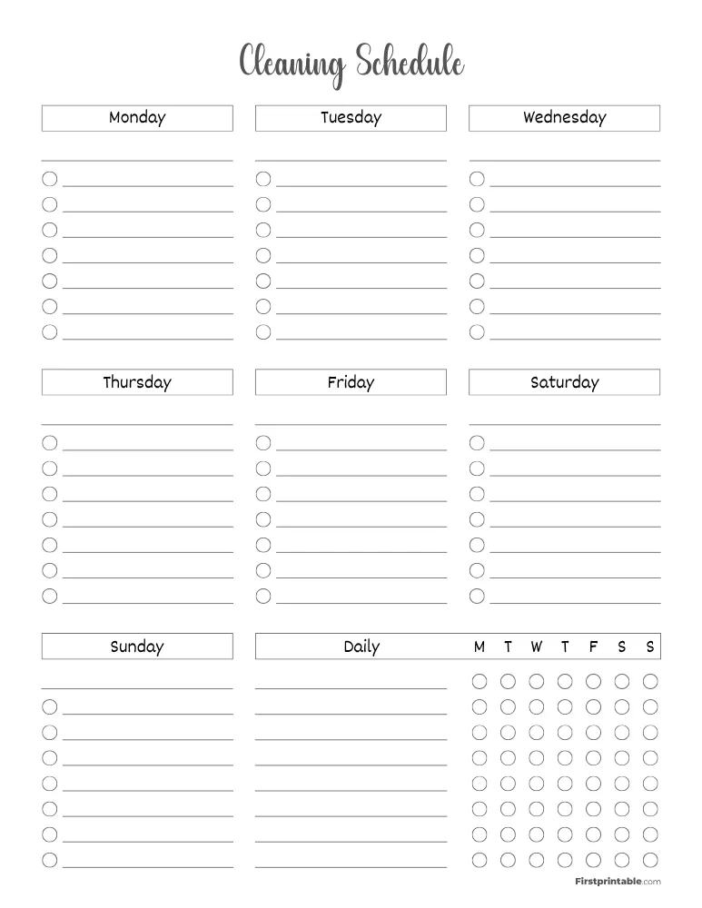 Cleaning Schedule Template 16