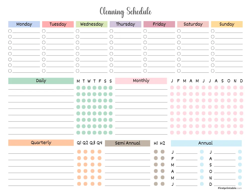 Cleaning Schedule Template 19