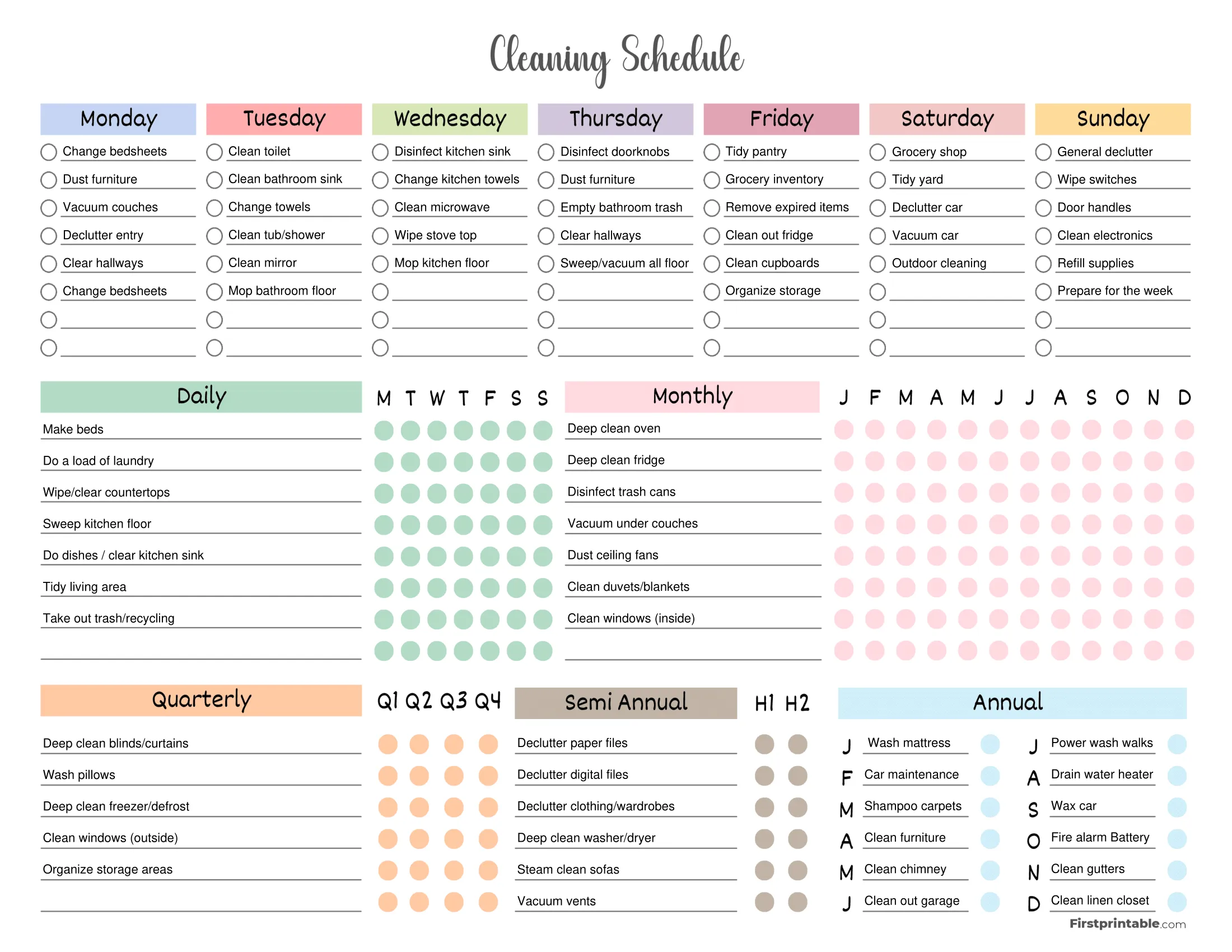 Cleaning Schedule Template 20