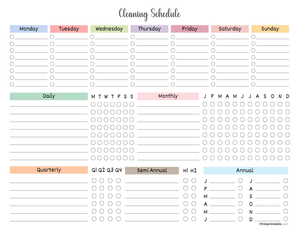 Cleaning Schedule Template 21