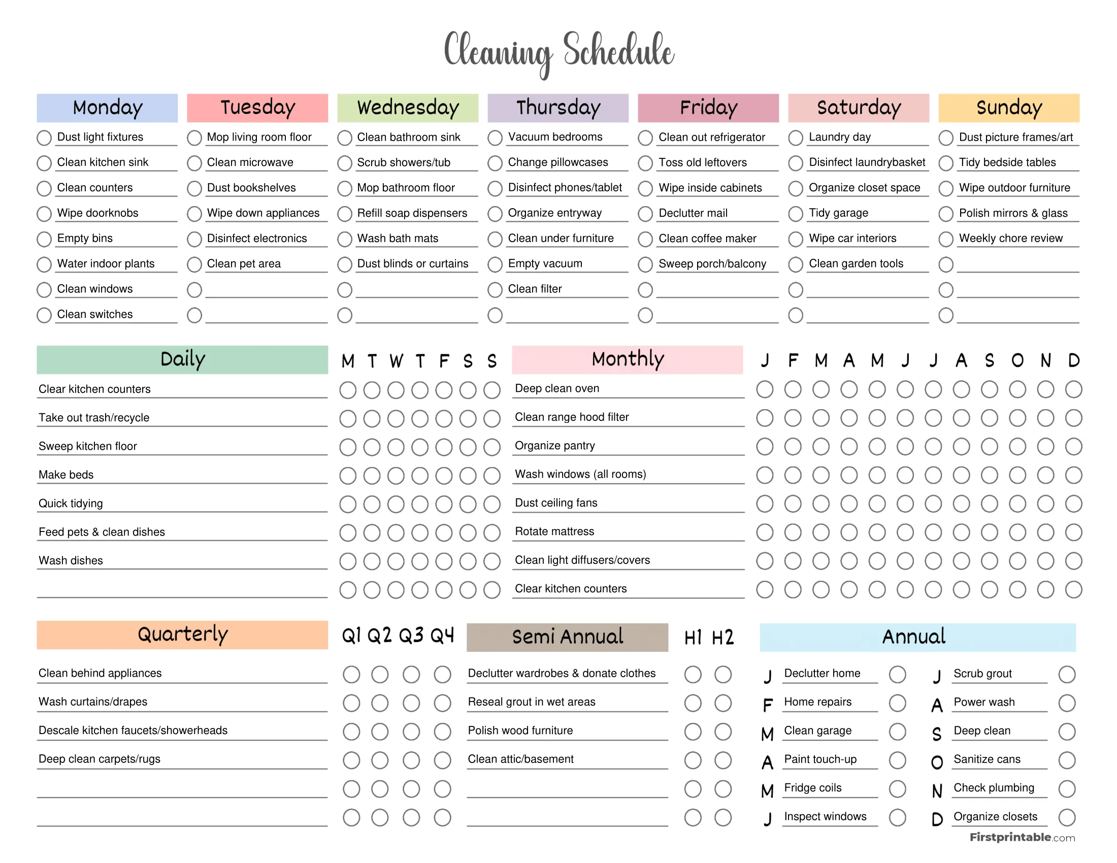 Cleaning Schedule Template 22