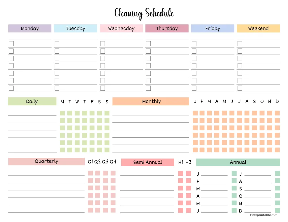 Cleaning Schedule Template 23