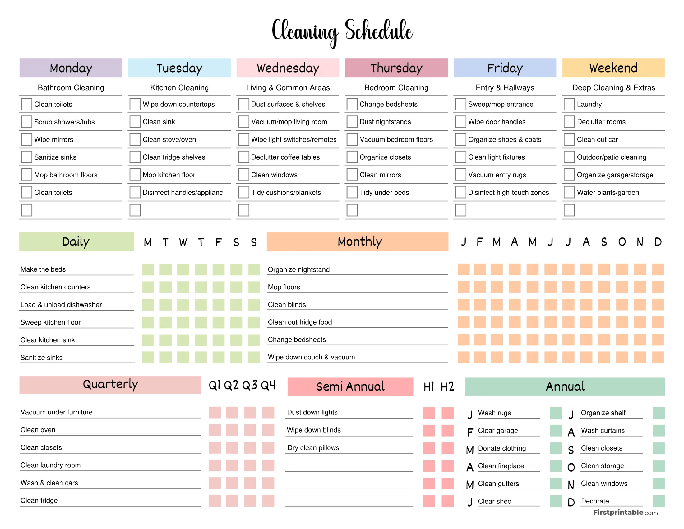 Cleaning Schedule Template 24