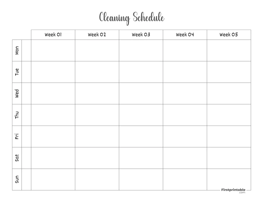 Cleaning Schedule Template 25