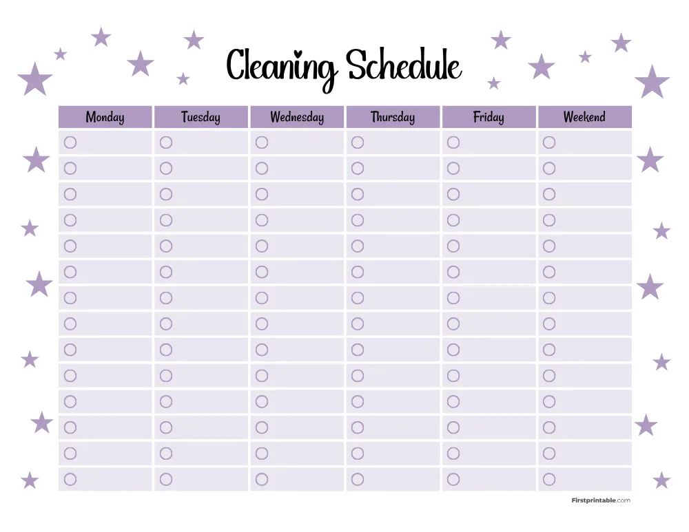 Cleaning Schedule Template 26