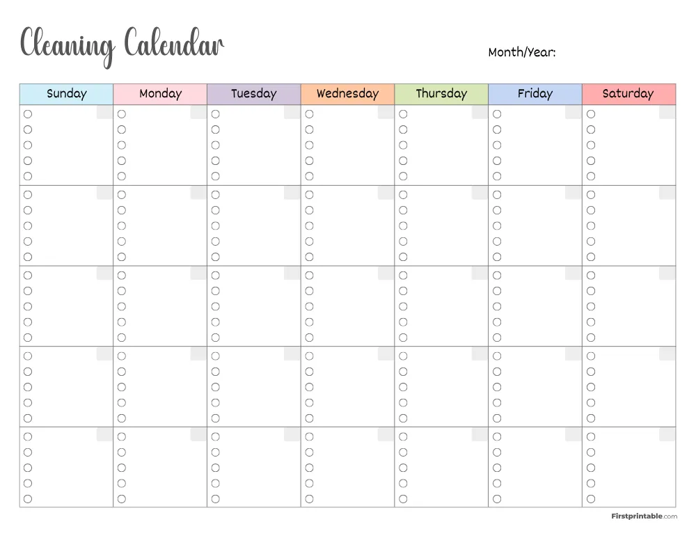 Cleaning Schedule Template 27