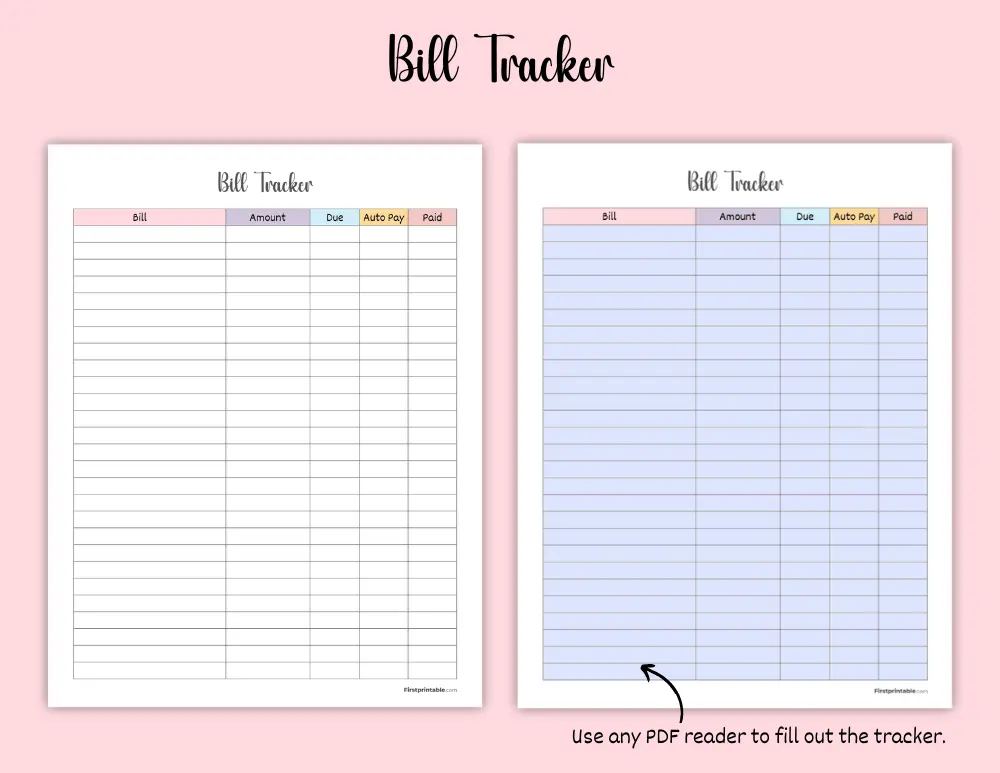 Free Bill Tracker Free Bill Tracker