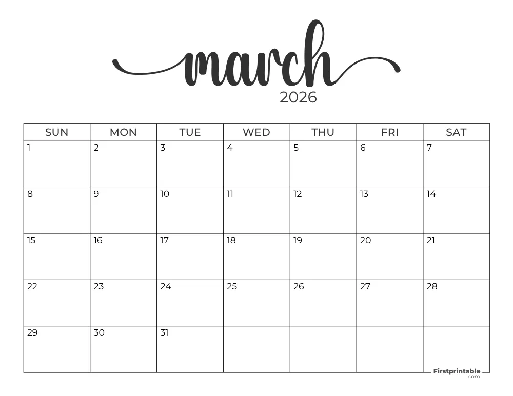 March 2026 Calendar