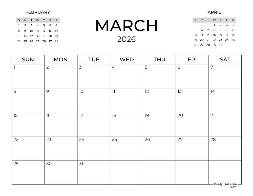 March Calendar 2026