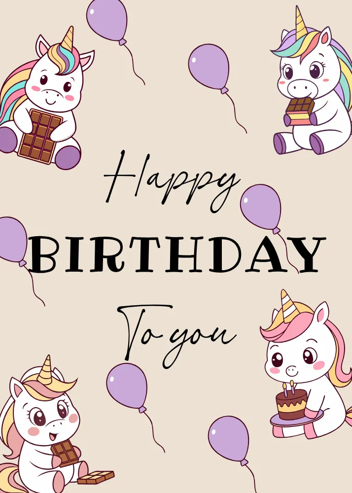 Magical Baby Unicorn Birthday Card for Kids