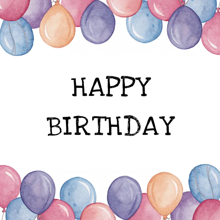 "Happy Birthday" - Water color Balloons Card for Kids