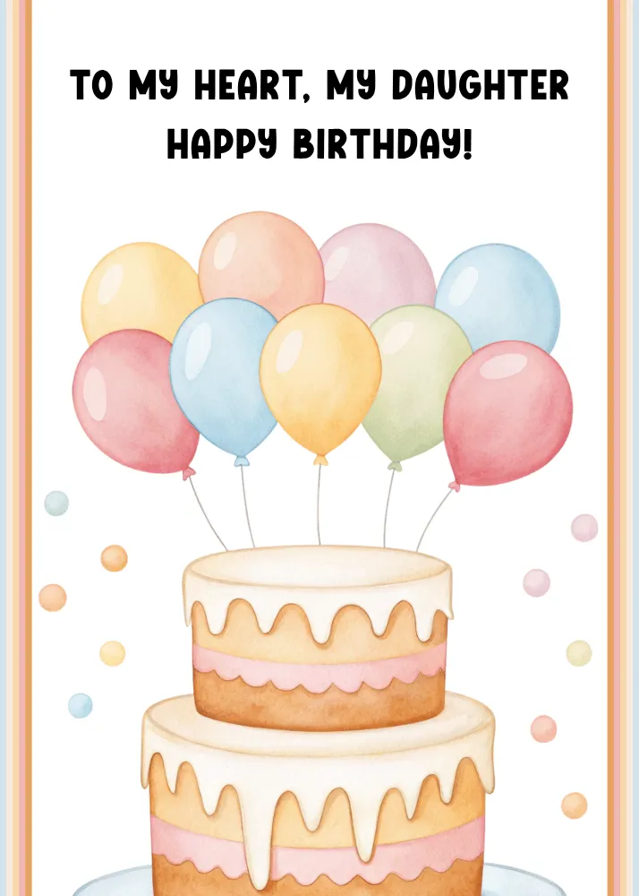 Birthday Card with Cake and Balloon