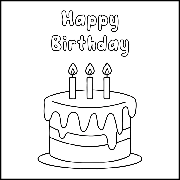 Birthday Cake to Color for Kids