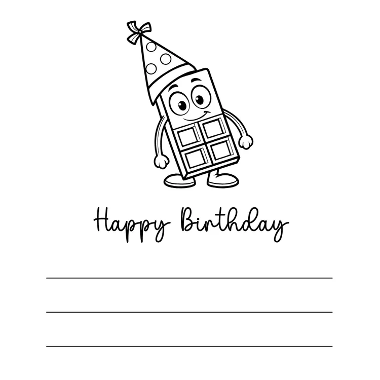 Funny Chocolate Birthday Card to Color