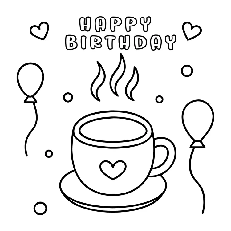 Color the Coffee Cup - Birthday Card