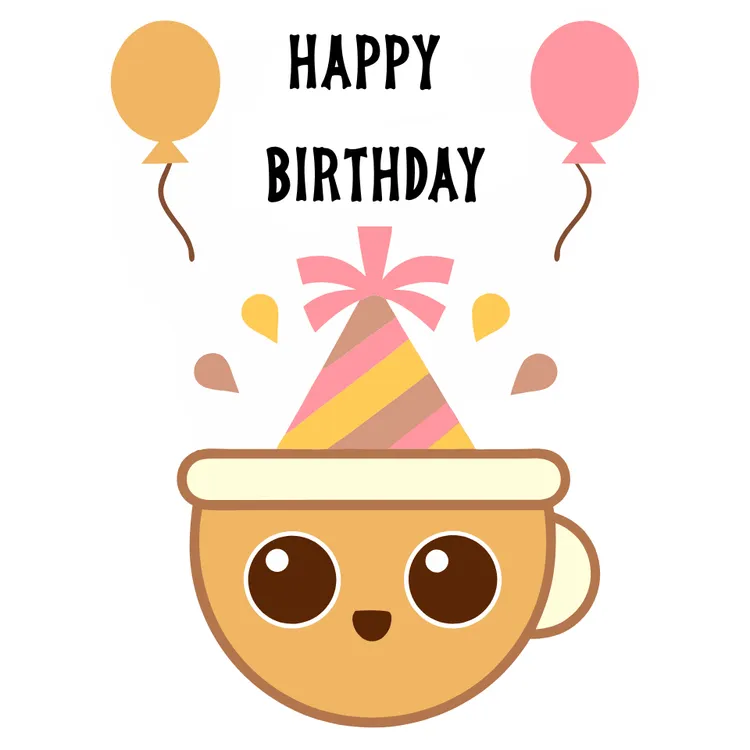 Cute Kawaii Coffee Cup Birthday Card