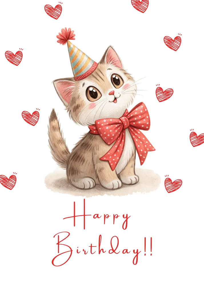 Cute Kitten Printable Birthday Card
