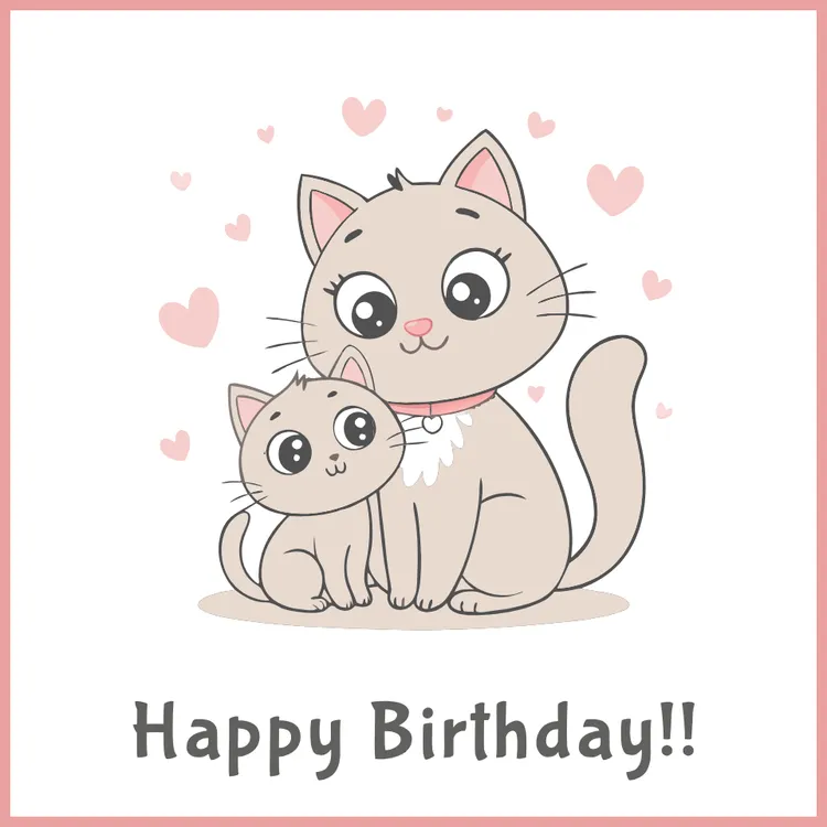 Cute Cat and Kitten Birthday Card