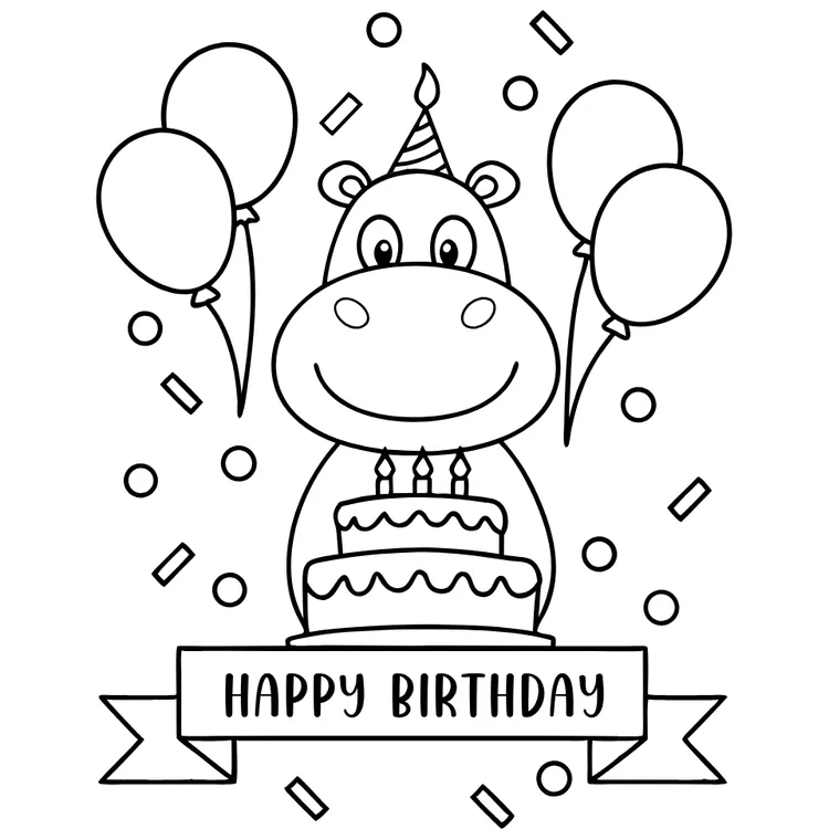 Dino with Cake to Color - Birthday Card