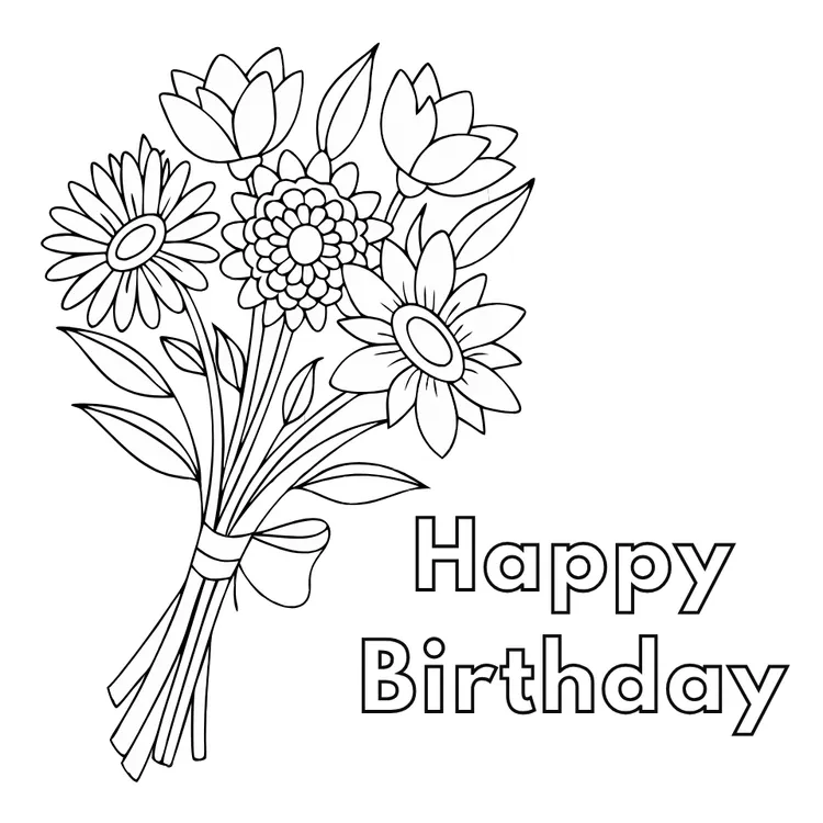 Color the Flower Bunch Birthday Card