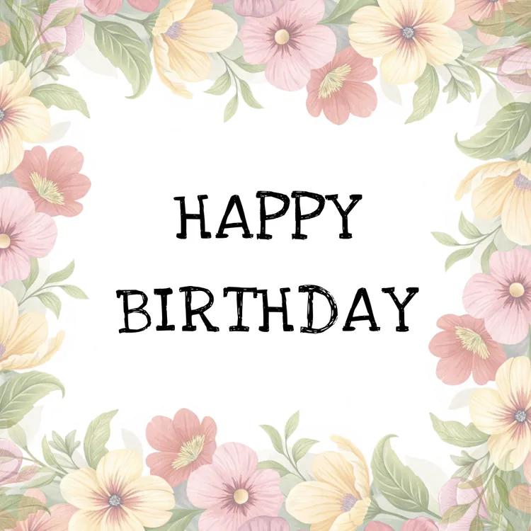 Printable Happy Birthday Floral Frame Card