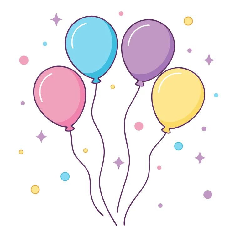 Balloons Flying "Happy Birthday" Card for kids