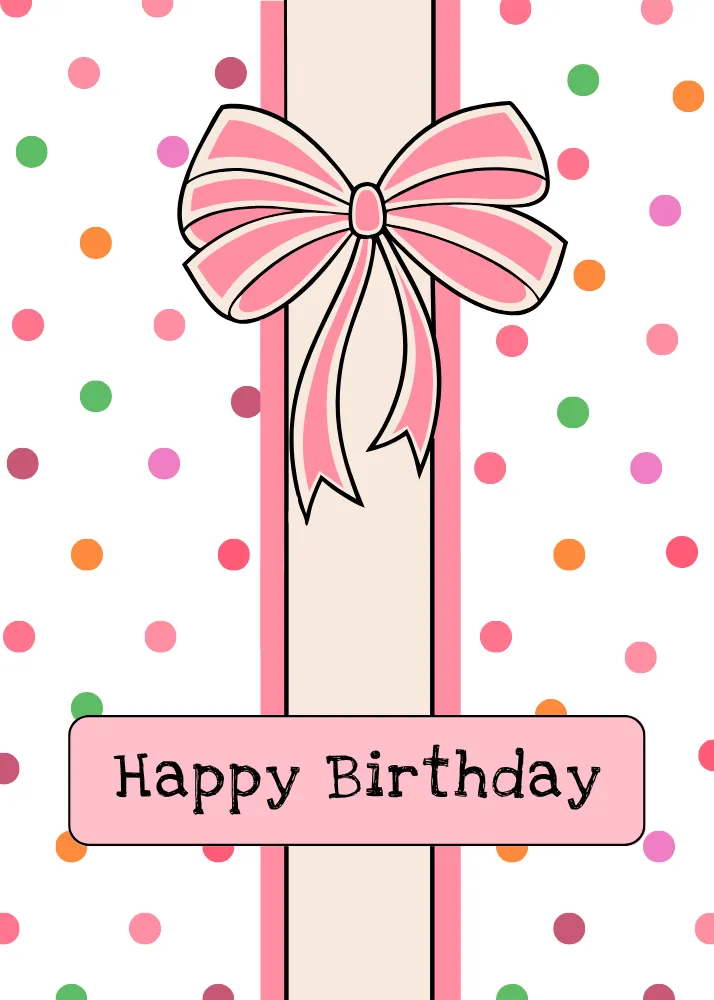 Polka Dot Themed Happy Birthday Card
