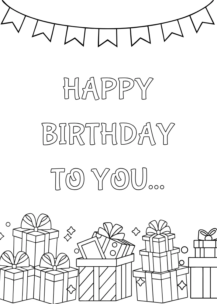 "Happy Birthday to you" Gift Card to Color