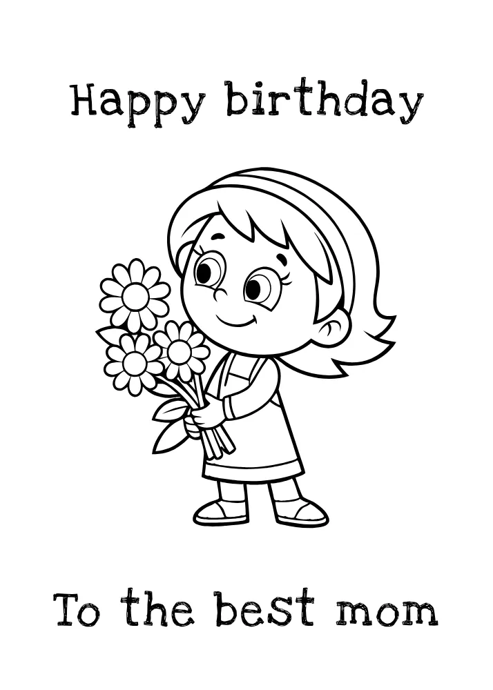 Printable Happy Birthday to the Best Mom to Color
