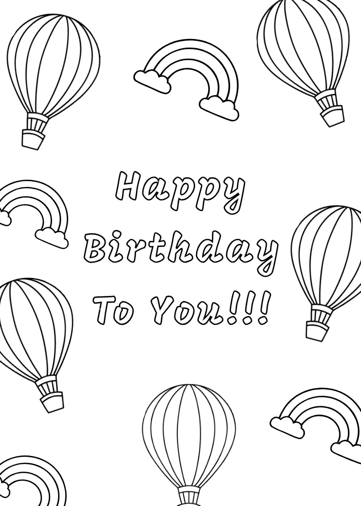 Floating Rainbows and Parachutes Themed Birthday Card