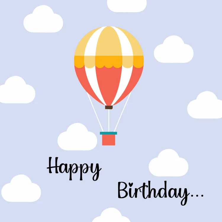 "Happy Birthday" Hot Air Balloon Printable Card