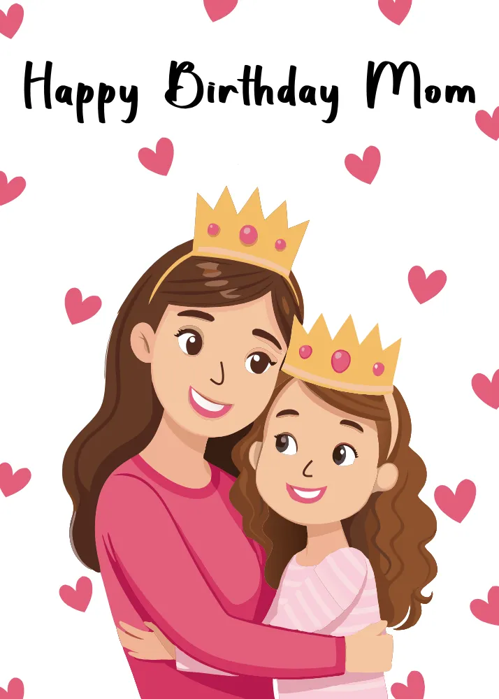 Birthday Card for Mom - With Hearts Floating