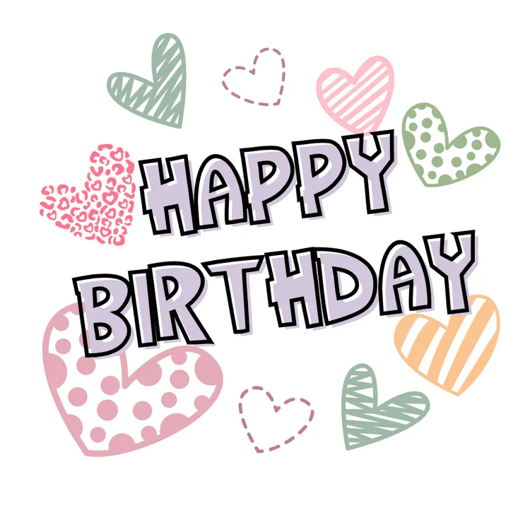 "Happy Birthday" Card - Scribble Hearts