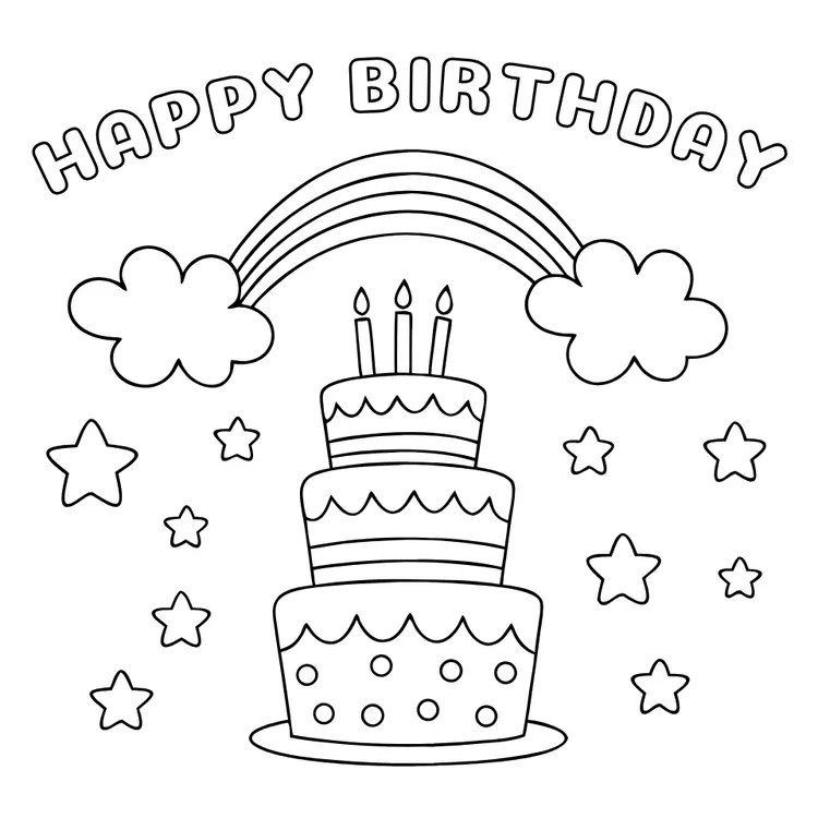 Layered Cake Birthday Card to Color