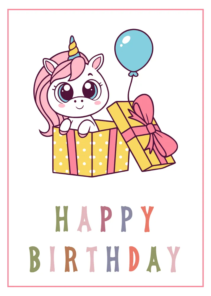 Peek-a-Boo! Unicorn Birthday Printable Card