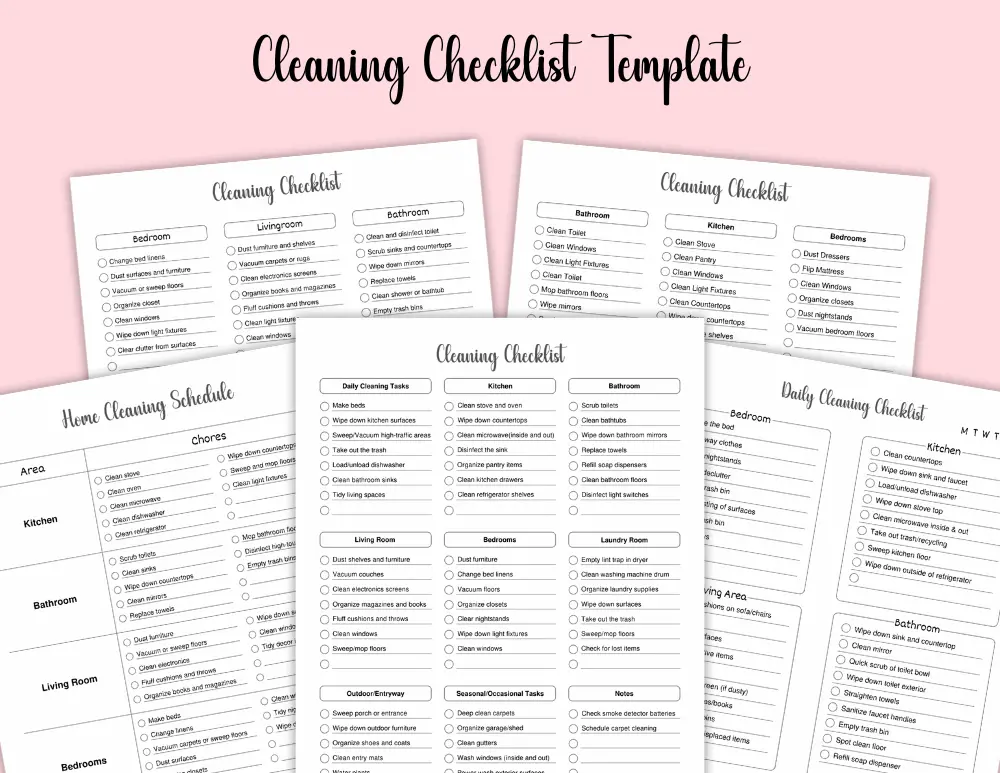 Printable Cleaning Checklist Template Printable Cleaning Checklist Template