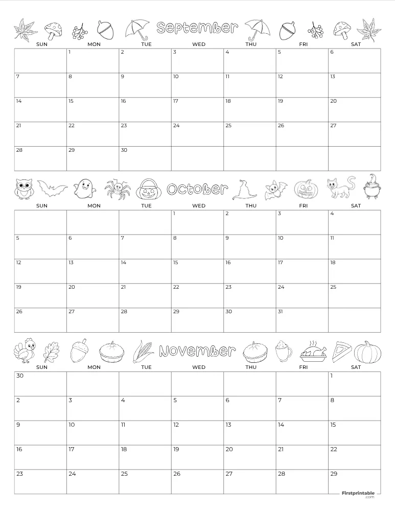Printable Fall Calendar 2025 Template 03
