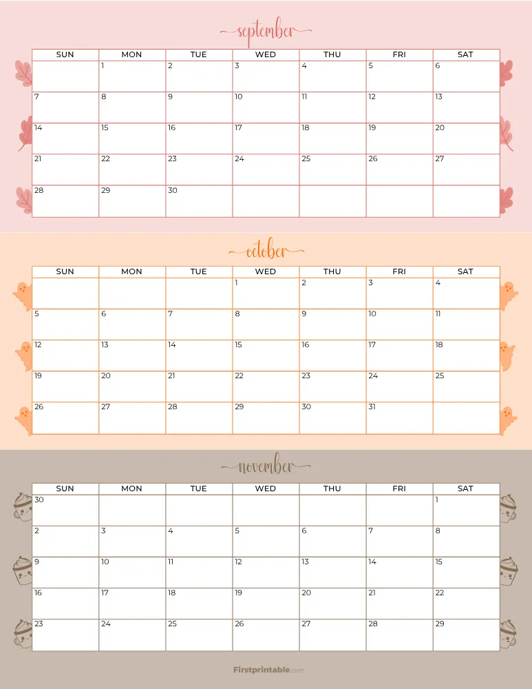 Printable Fall Calendar 2025 Template 04